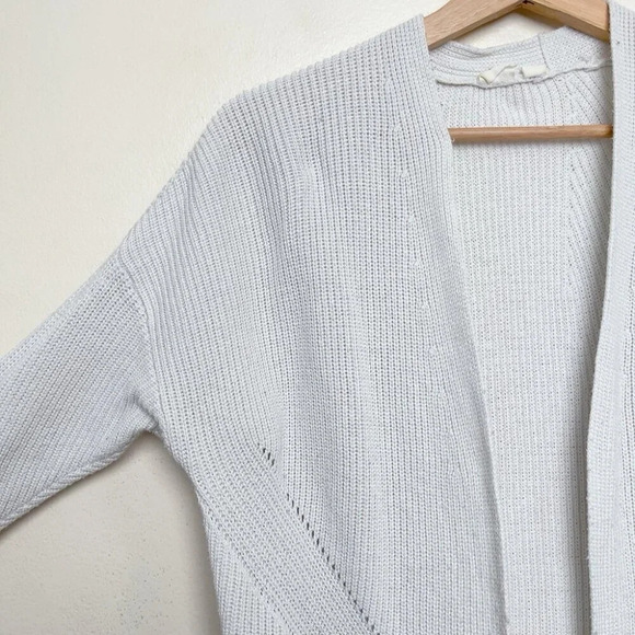 GAP Womens S Open-Front Shaker Stitch Cardigan Sweater in Merino Wool-Blend Grey - Picture 5 of 13